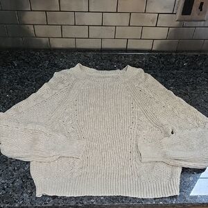 American Eagle Outfitters Beige Crew Neck Sweater
